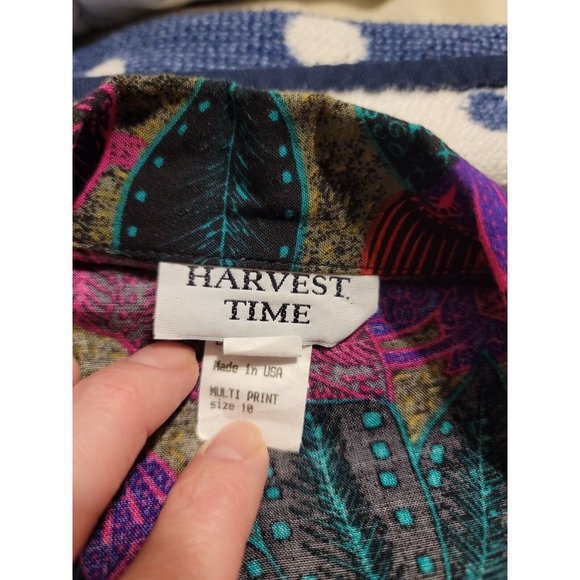 Harvest Time Vintage Floral Button Blazer Size 10 Shoulder Pads USA - Picture 5 of 9